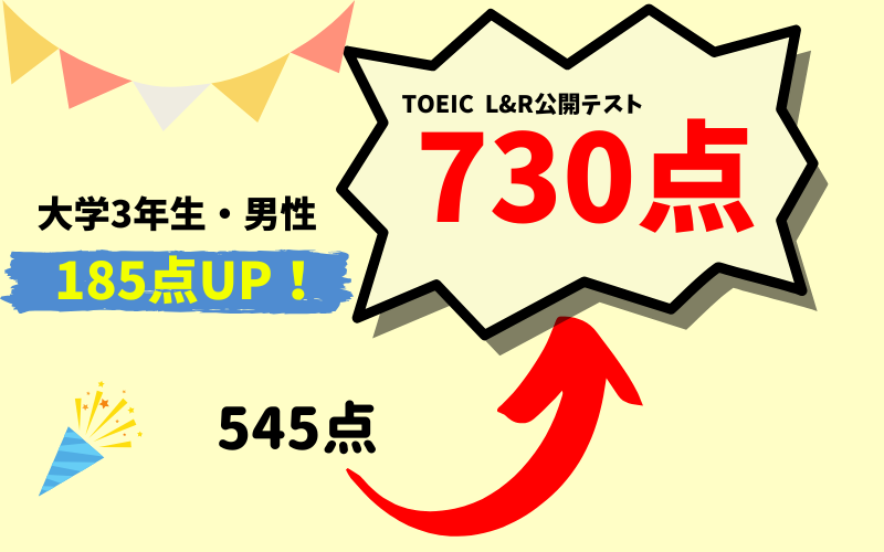 【185点UP】545点 → 730点　M・K様（大学3年生・男性）